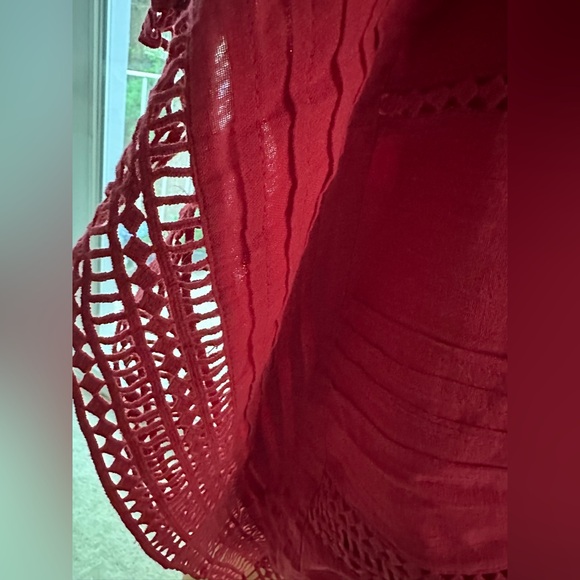 Joie red gauze, embroidered, midi dress, size large, NWT - Picture 5 of 12